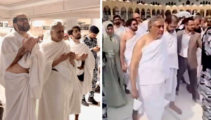 اسحاق ڈار کی وفد کے ہمراہ عمرے کی ادائیگی،آج روضہ رسول ﷺ پر حاضری دینگے