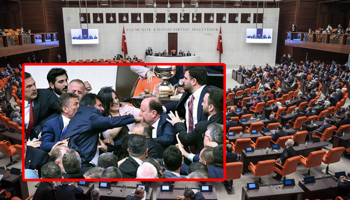 سیاسی کشمکش شدت اختیار کر گئی، ترکیہ پارلیمنٹ میں ہنگامہ آرائی، ارکان گتھم گتھا