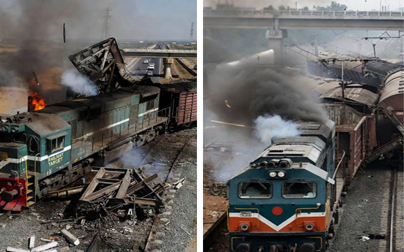 مال بردار ٹرین پر راکٹ حملہ، انجن تباہ، پل بھی اڑا دیا گیا