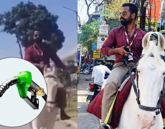 پیٹرول بحران کے باعث بینک ملازم نے سواری کا انوکھا طریقہ اختیار کر لیا