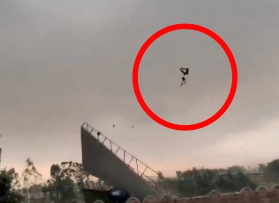 طاقتور طوفان کے باعث ایک شخص کے ہوا میں اڑنے کی ویڈیو وائرل