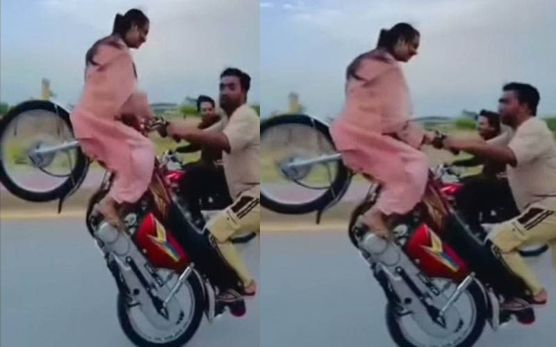 کیا یہ بہادری تھی یا پاگل پن؟ لڑکی کے ساتھ خطرناک ون ویلنگ ، اچانک بڑی خبر سامنے آگئی