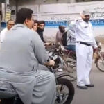 نبیل گبول نے بغیر ہیلمٹ موٹر سائیکل چلائی، ٹریفک پولیس اہلکار کا سلیوٹ