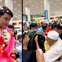 رضا اللہ کا ایئرپورٹ پر شاندار استقبال